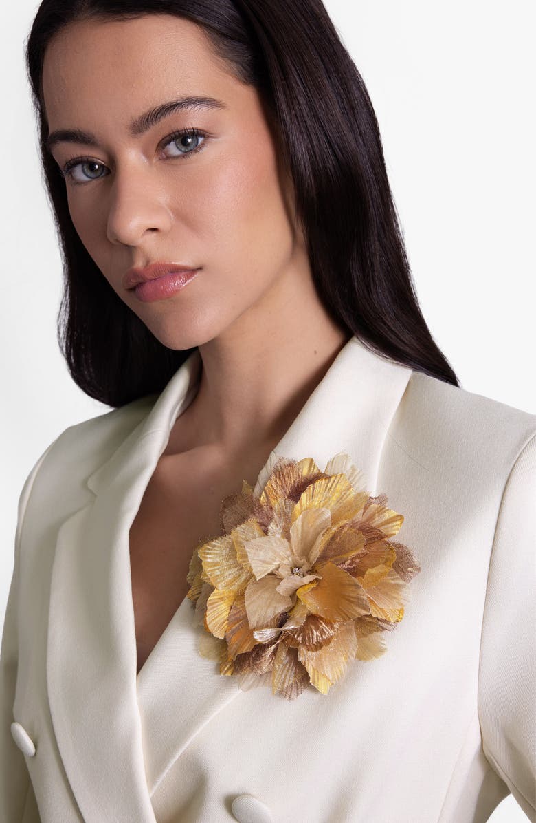 Helena Simon The Golden Poinsettia Floral Brooch, Alternate, color, Gold