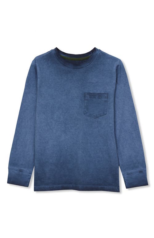 Lands' End Boys Long Sleeve Washed Pocket Shirt In Blue
