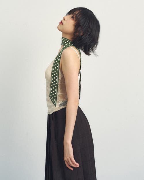 Lost Pattern Nyc "retro Polka" Silk Skinny Scarf In Multi
