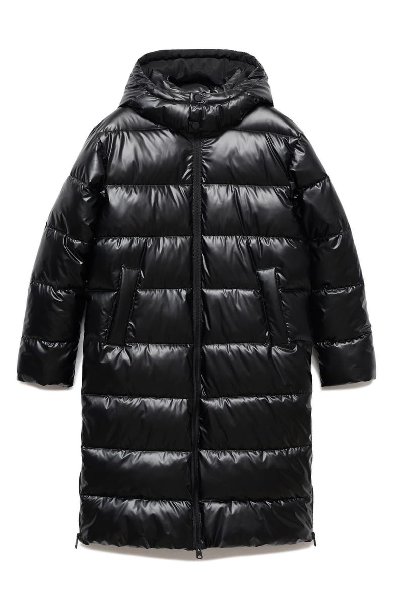 MANGO TEEN Hooded Puffer Coat, Main, color, Black