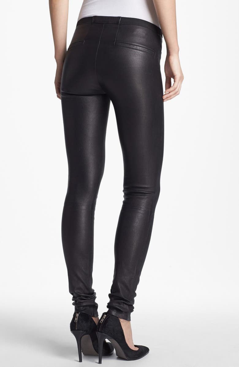 Helmut Lang Lambskin Leather Leggings, Alternate, color,