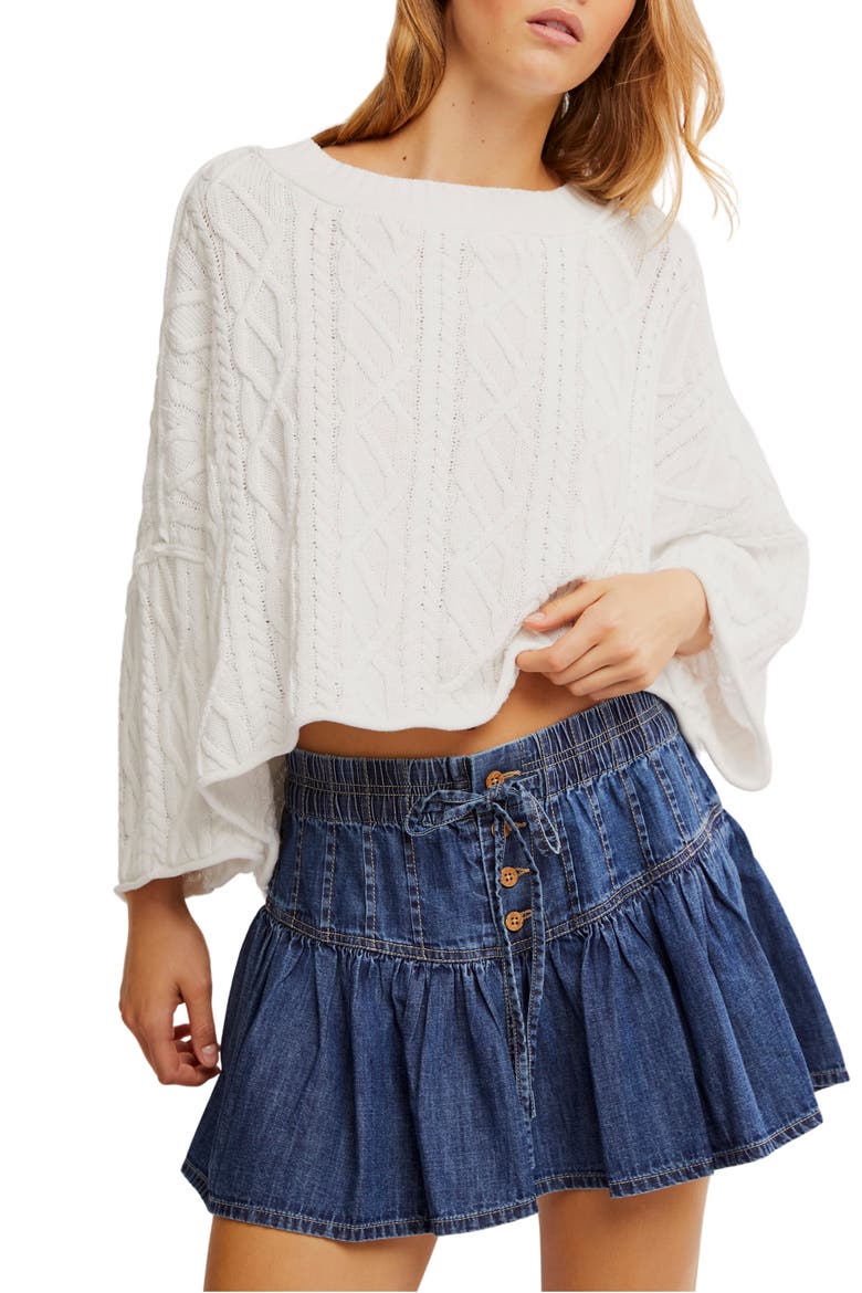 Roselle Drawstring Denim Miniskirt, Alternate, color, HIGH TIDE