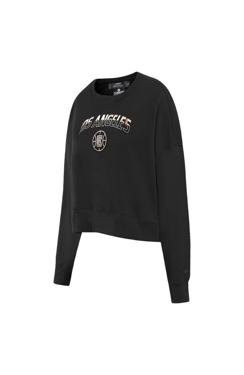 PRO STANDARD Women's Pro Standard  Black LA Clippers Glam Cropped Pullover Sweatshirt, Alternate, color, 