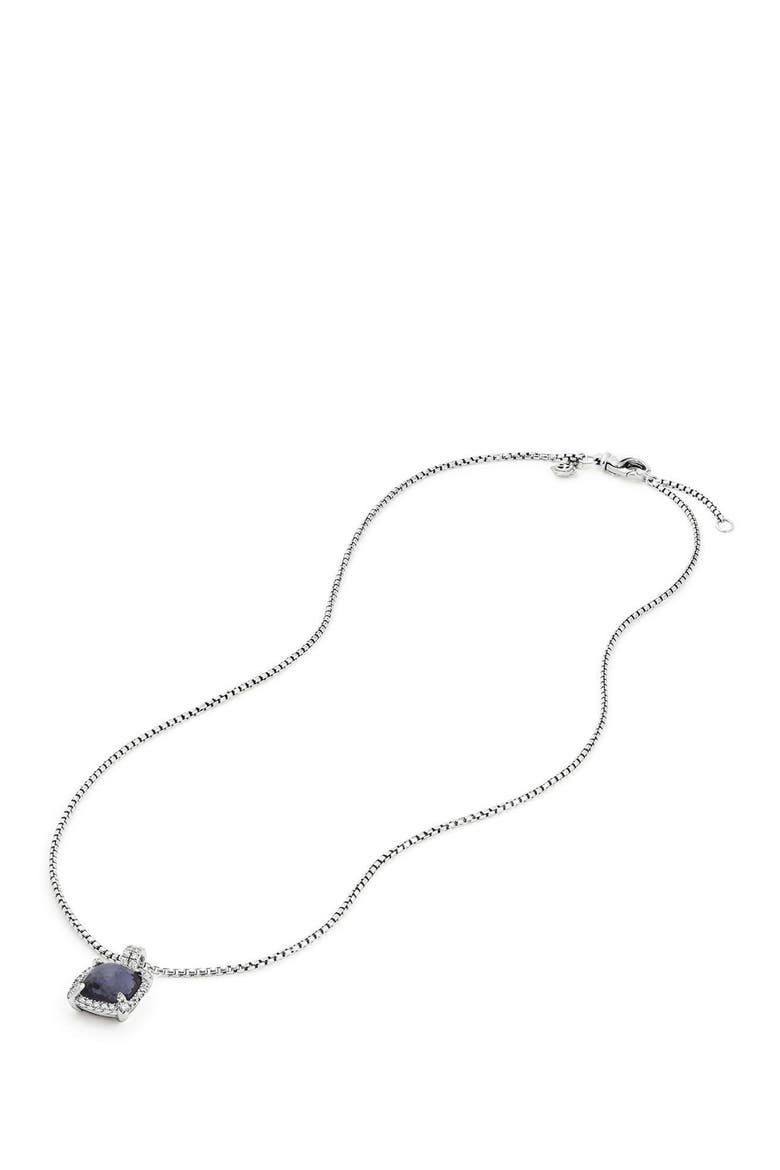 Chatelaine Pavé Bezel Pendant Necklace with Black Orchid and Diamonds, Alternate, color, AMETHYST/ HEMETINE