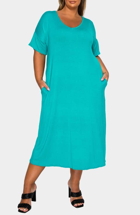 Olivia Short Sleeve Midi Dress (Plus)