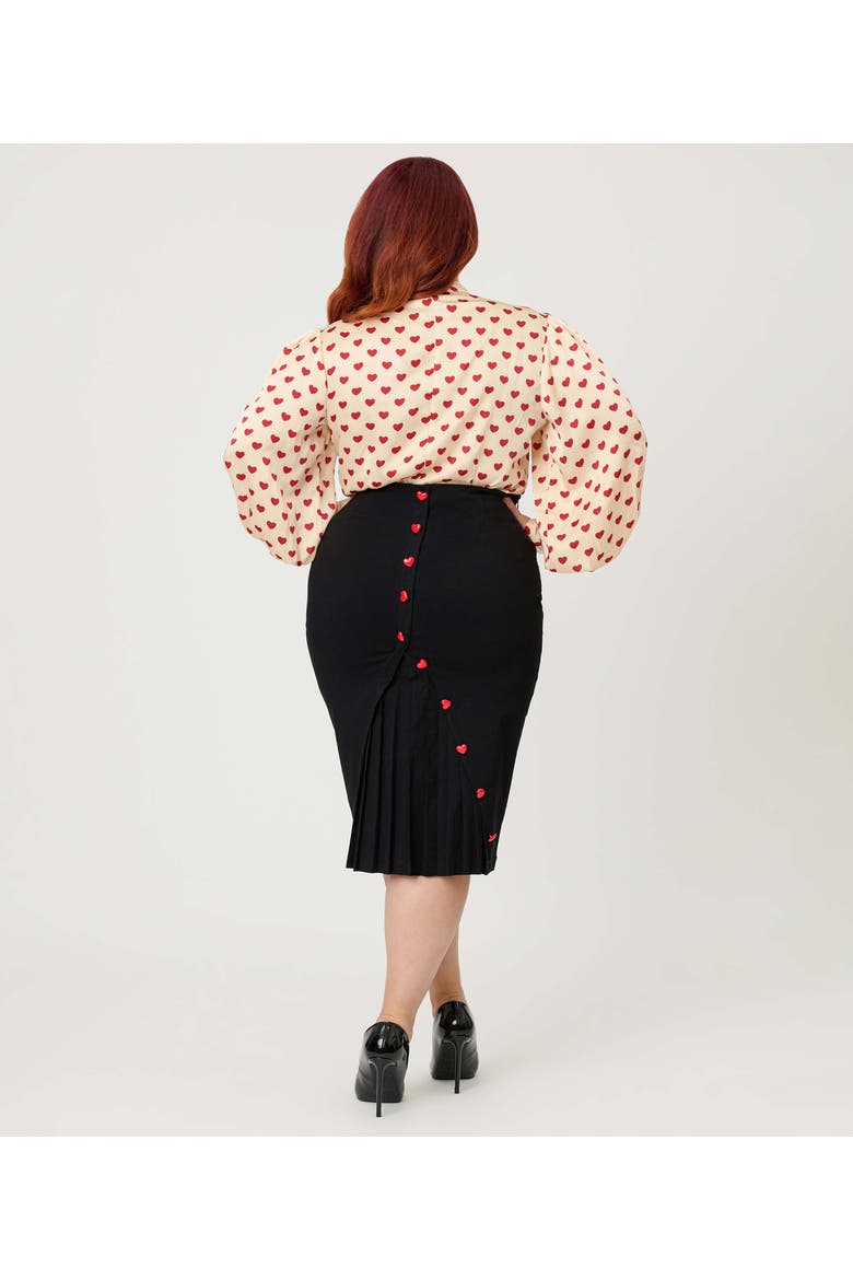 Plus Size Back Pleat Pencil Skirt, Alternate, color, Black Solid