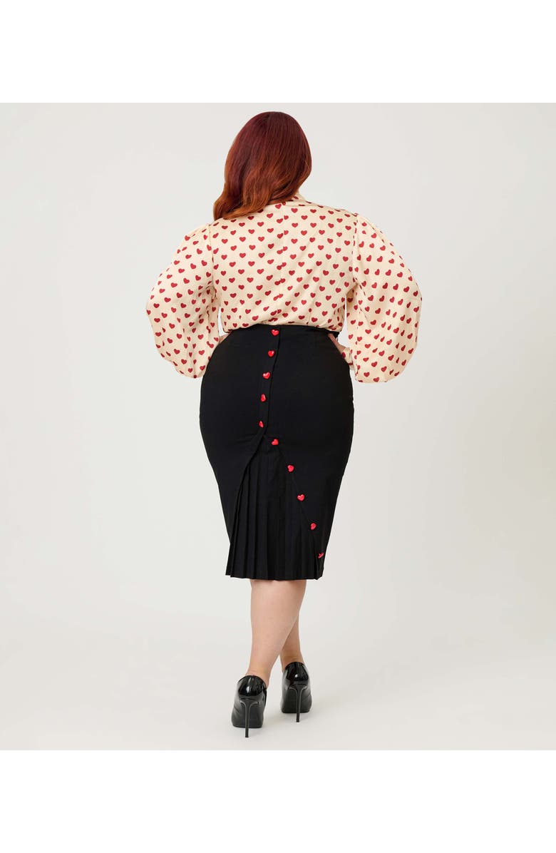 Unique Vintage Plus Size Back Pleat Pencil Skirt, Alternate, color, Black Solid