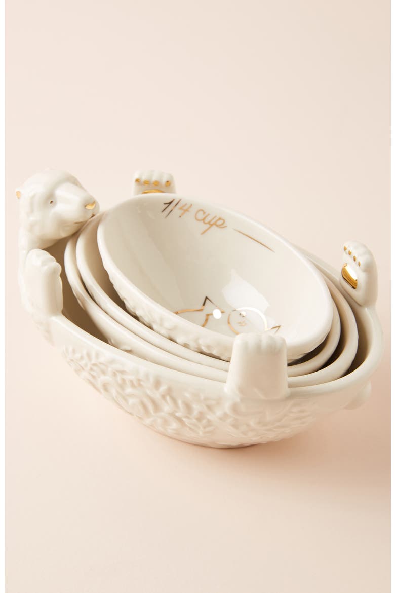 Anthropologie Set of 4 Polar Bear Stoneware Measuring Cups, Main, color, WHITE