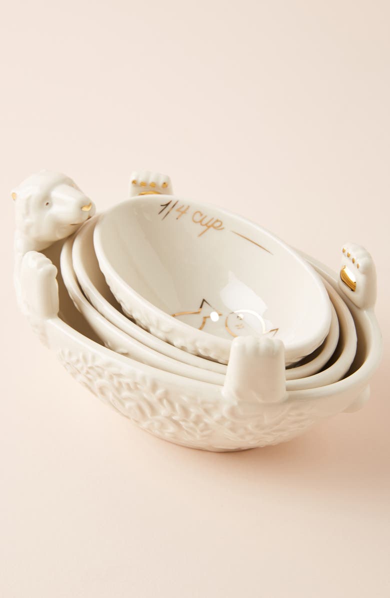 Anthropologie Home Anthropologie Set of 4 Polar Bear Stoneware Measuring Cups, Main, color, 