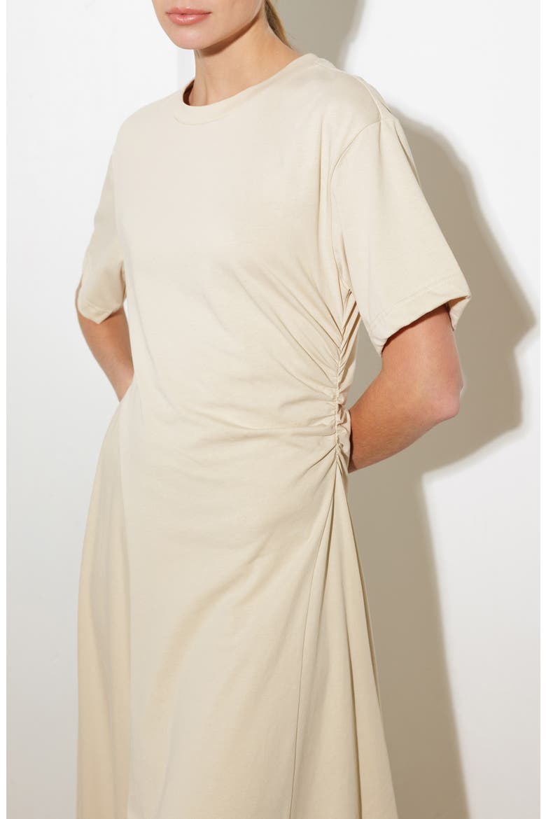 Cotton Blend Asymmetric Hem T-Shirt Dress, Alternate, color, ECRU