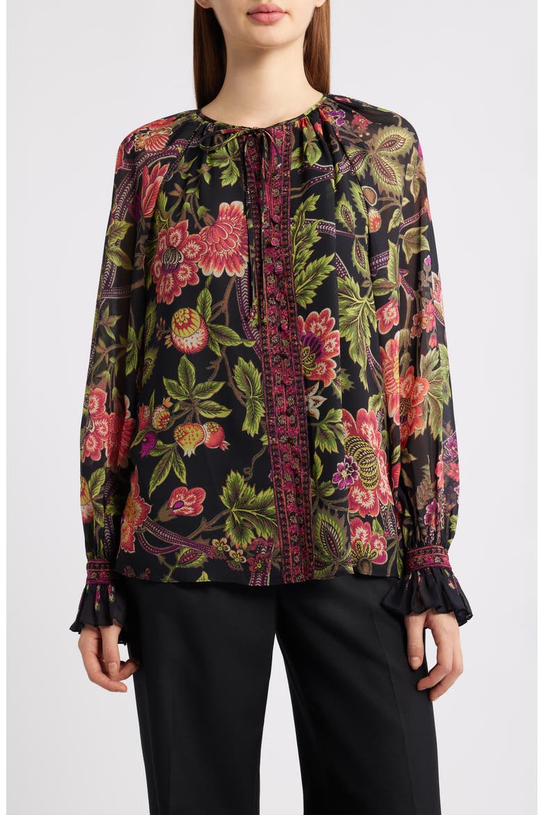 Shahar Floral Print Woven Shirt, Main, color, BLACK MULTI
