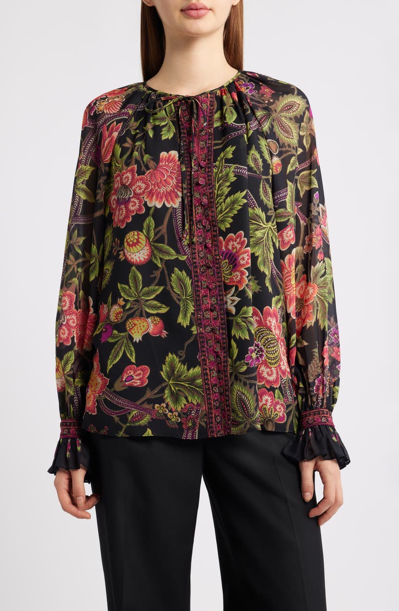 KOBI HALPERIN Shahar Floral Print Woven Shirt, Main, color, Black Multi