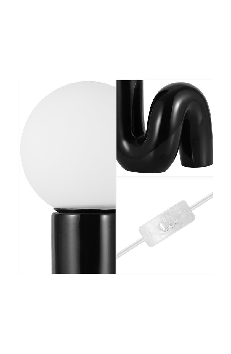 JONATHAN Y Katya 18" Scandinavian Minimalist Ceramic Spiral Tube LED Table Lamp, Alternate, color, Black