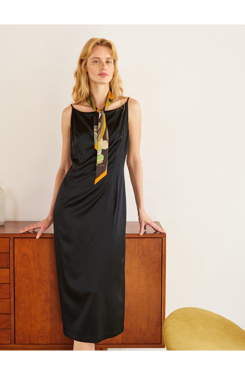 Lost Pattern "Ethereal Mirage" Silk Twill Skinny Scarf, Alternate, color, Dark Brown
