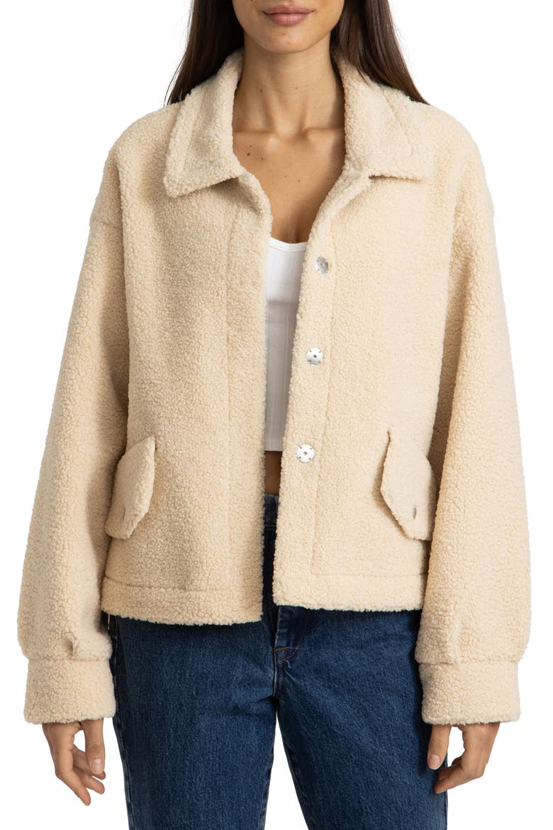 Bonded Faux Shearling Jacket, Main, color, SNOW ANGEL