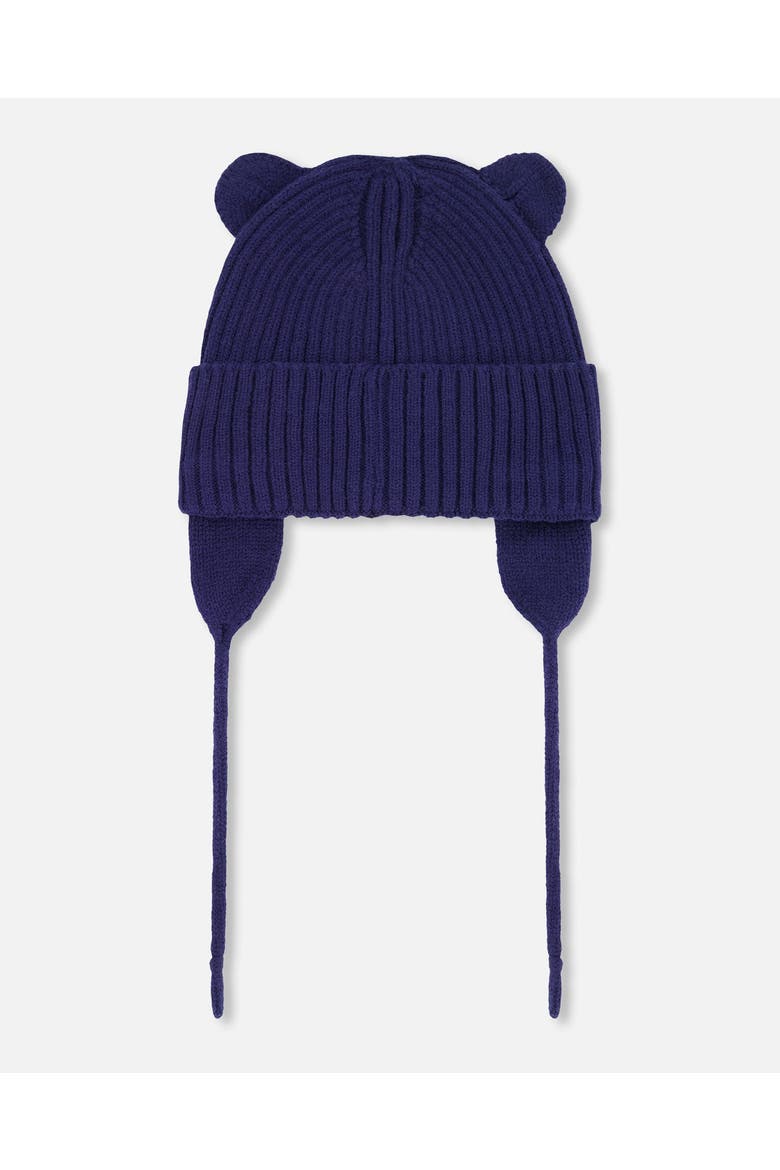 Gender Inclusive Logo Patch Ribbed Knit Hat, Alternate, color, Navy Blue