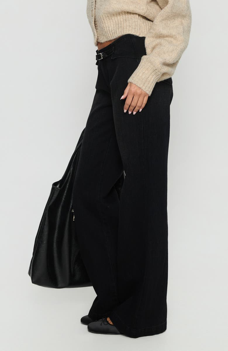 Princess Polly Slow Ride Belted Bootcut Jeans, Alternate, color, Washed Black