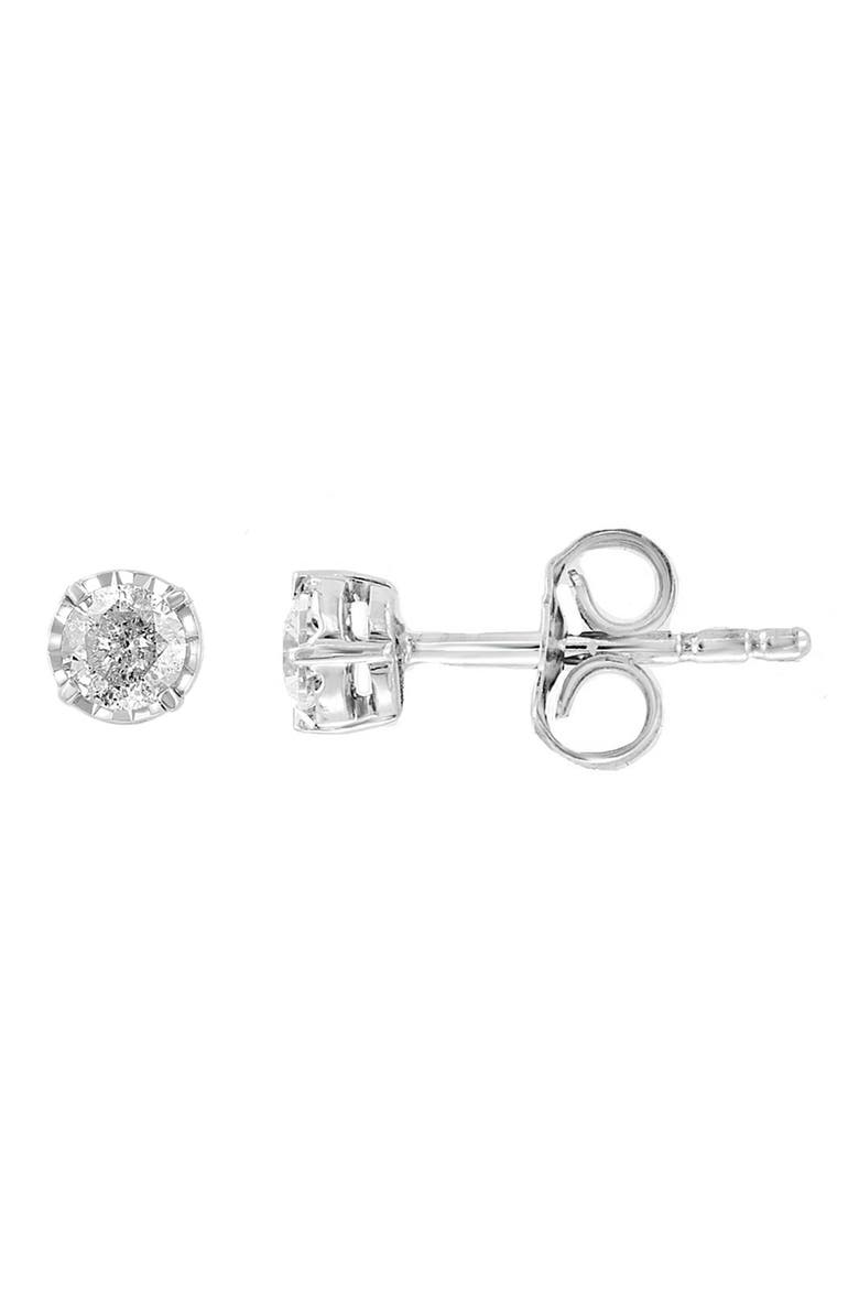 Sterling Silver Diamond Stud Earrings, Main, color, SILVER