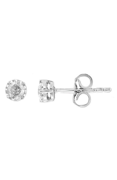 Sterling Silver Diamond Stud Earrings