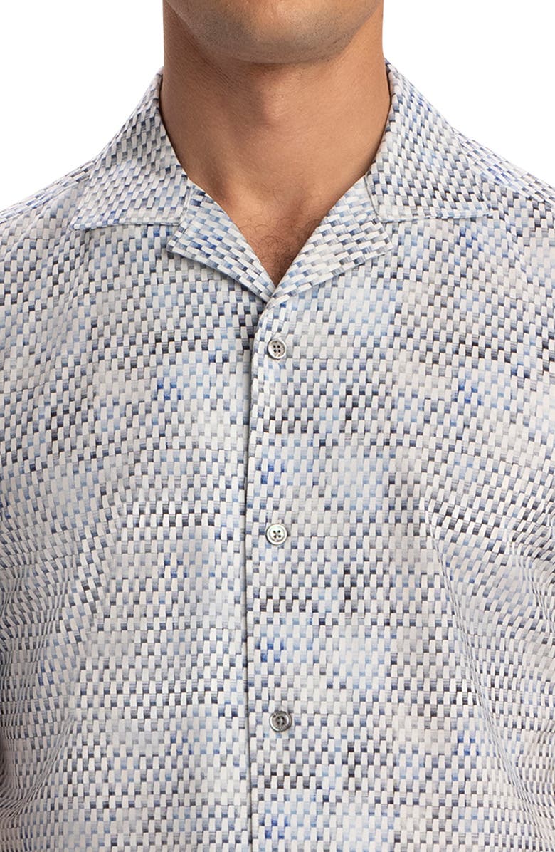 Bugatchi OoohCotton<sup>®</sup> Tech Short Sleeve Button-Up Camp Shirt, Alternate, color, Platinum