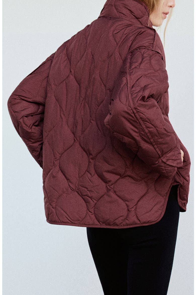 Quilted Anorak with Detachable Scarf, Alternate, color, MAROON