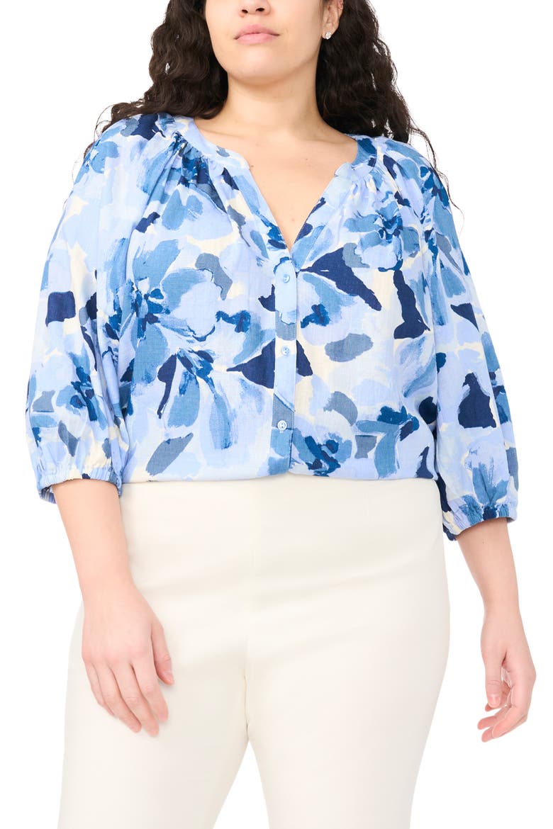 Floral Raglan Balloon Sleeve Top, Main, color, MOONLIGHT BLUE