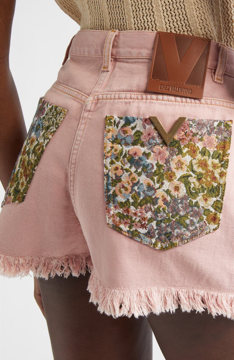 Valentino Cutoff Denim Shorts, Alternate, color, Dusty Rose