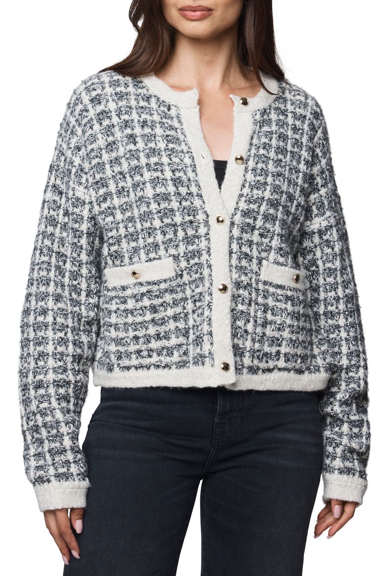 Lisette Texture Cardigan, Main, color, BLACK PLAID