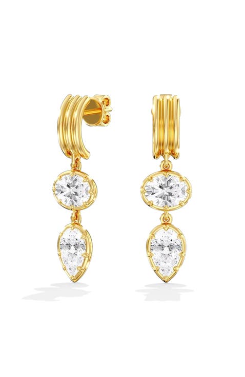 Oval & Pear Aura Lab Diamond Drop in 14K Gold