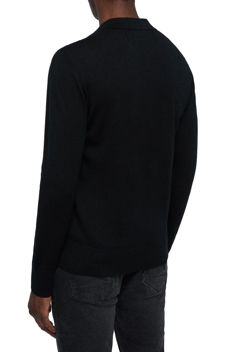 AllSaints Mode Long Sleeve Merino Wool Polo, Alternate, color, 
