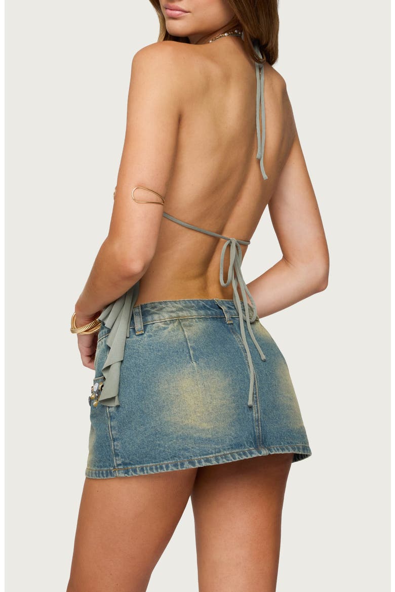 Safi Backless Split Front Halter Top, Alternate, color, OLIVE