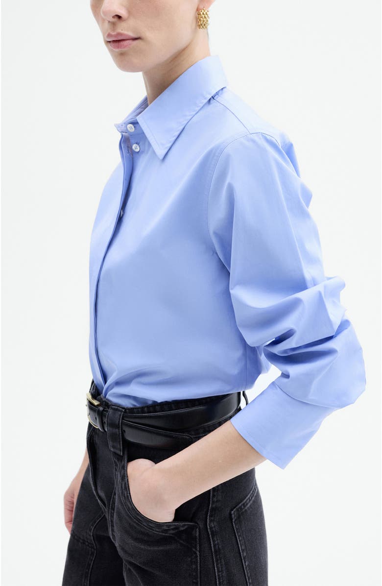 CO Fitted Shirt in Cotton Poplin, Alternate, color, Blue
