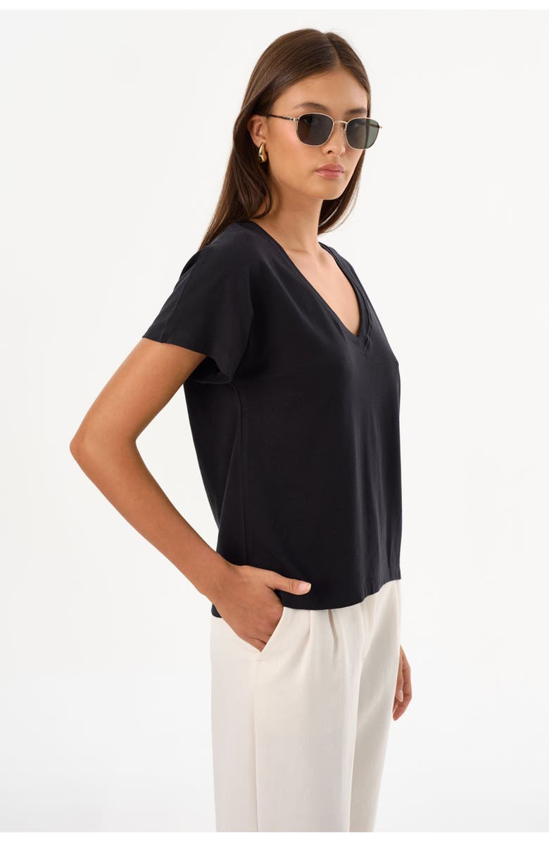 LAMARQUE NEREA | Jersey V Neck Tee, Alternate, color, Black
