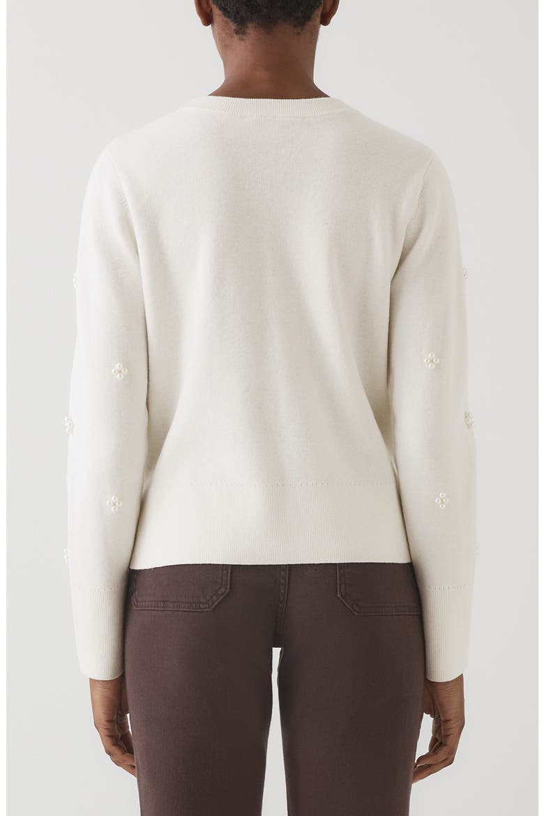 Buttercup Beaded Merino Wool & Cotton Sweater, Alternate, color, IVORY