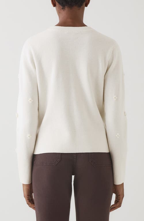 Lk Bennett Buttercup Beaded Merino Wool & Cotton Sweater In White