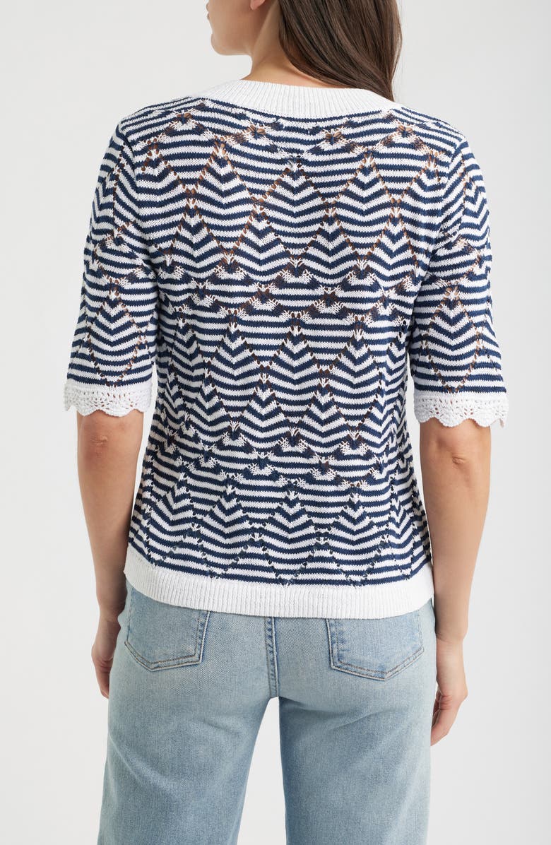 NIC+ZOE Coastline Open Stitch Sweater, Alternate, color, Indigo Multi