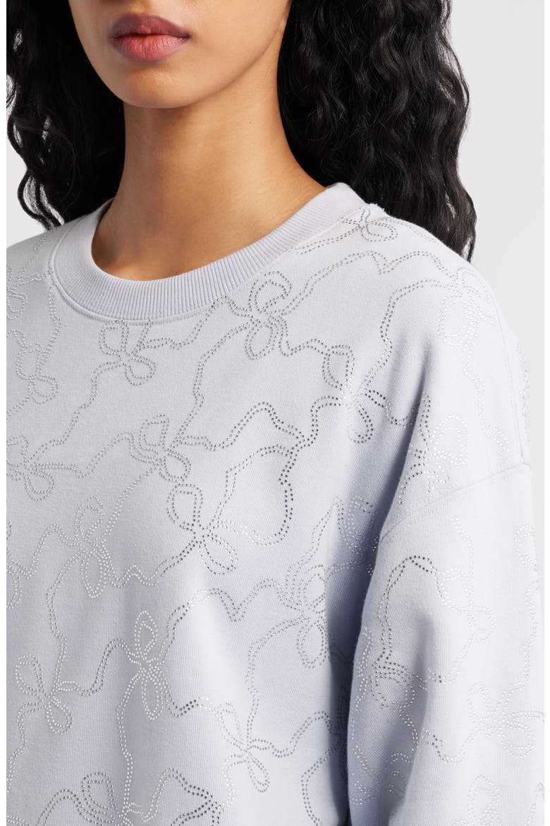 Karabeth Embellished Bow Sweatshirt, Alternate, color, ASPEN BLUE