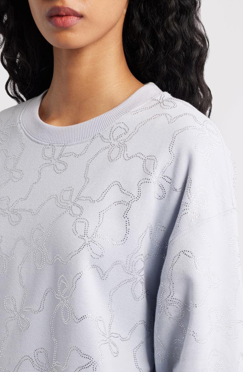 LoveShackFancy Karabeth Embellished Bow Sweatshirt, Alternate, color,