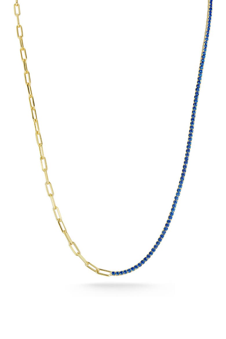 14K Gold Plated Cubic Zirconia Tennis Necklace, Main, color, GOLD