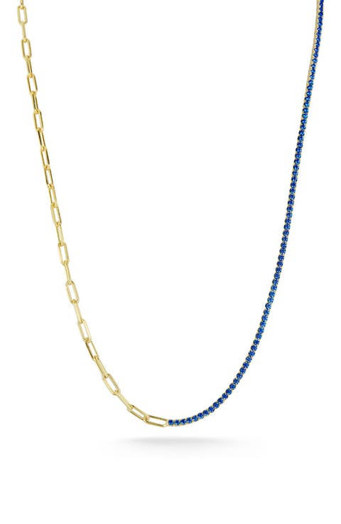 14K Gold Plated Cubic Zirconia Tennis Necklace