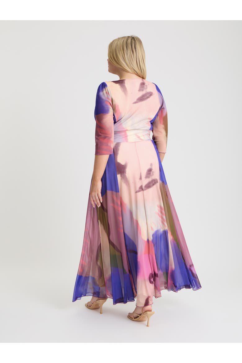 Verity Abstract Print Maxi Gown, Alternate, color, Aqua Blue Peach