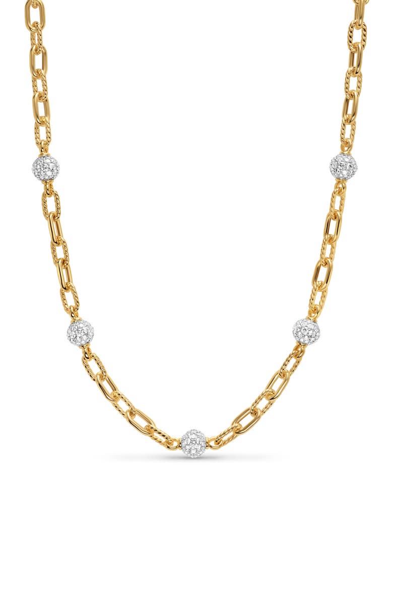 David Yurman DY Madison<sup>®</sup> Pavé<sup>©</sup> Bead Chain Necklace in 18K Yellow Gold with Diamonds, 6mm, Main, color, Diamond