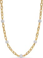 David Yurman DY Madison® Pavé© Bead Chain Necklace in 18K Yellow Gold with Diamonds, 6mm