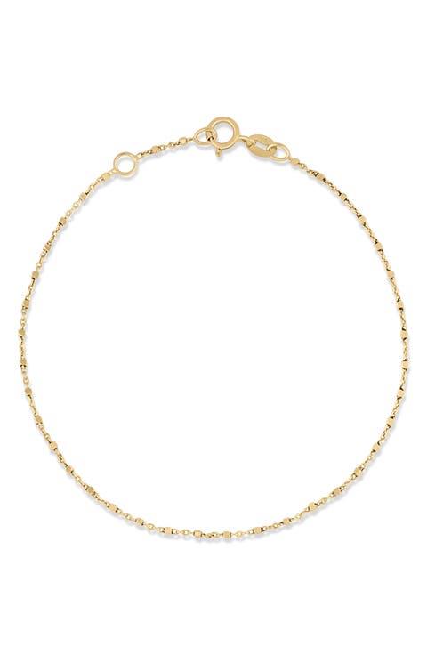 14K Gold Cube Station Bracelet