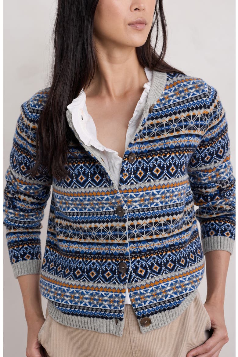 Percella Cove Fair Isle Merino Wool Blend Cardigan, Main, color, OPEN GARDEN SHALLOWS MULTI