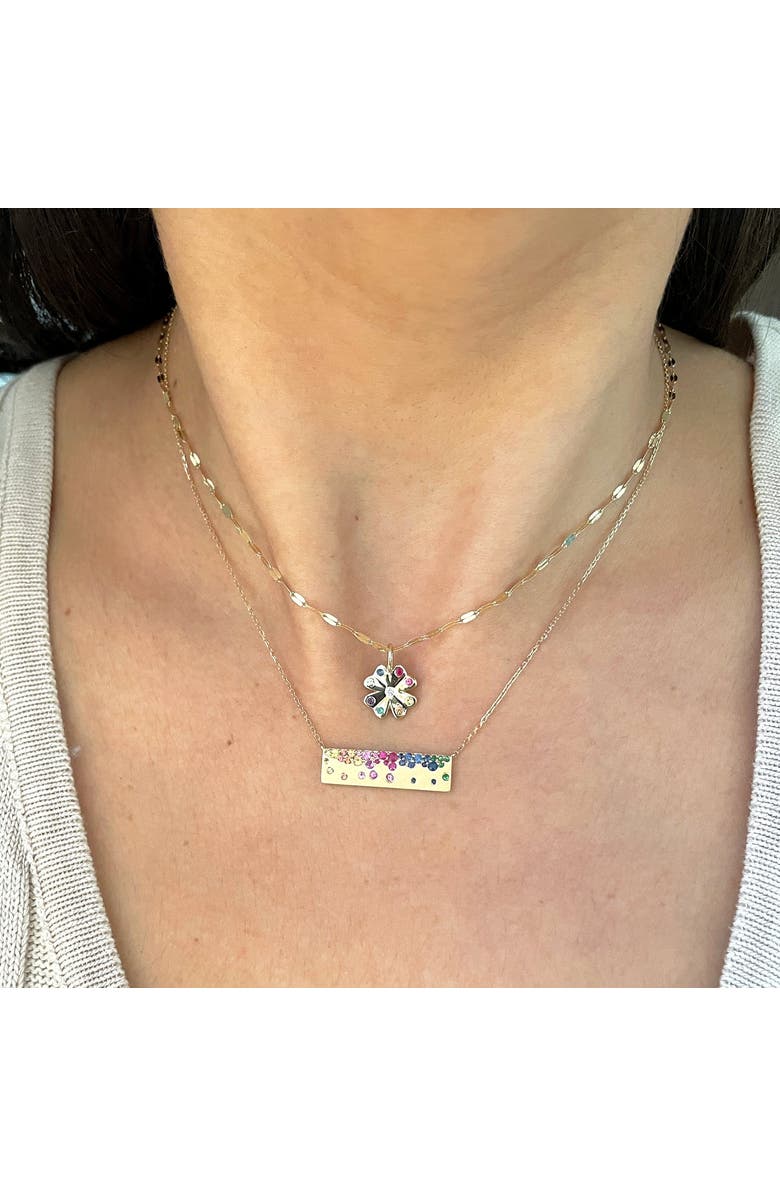 The Lovery Fine Jewelry Rainbow Sapphire Confetti Bar Necklace, Alternate, color, Multicolored Sapphires