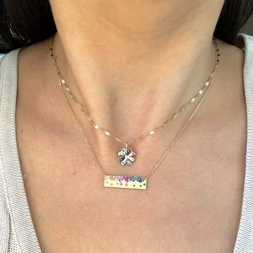 The Lovery Fine Jewelry Rainbow Sapphire Confetti Bar Necklace In Gold