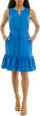 Nina Leonard Embellished Tiered Dress