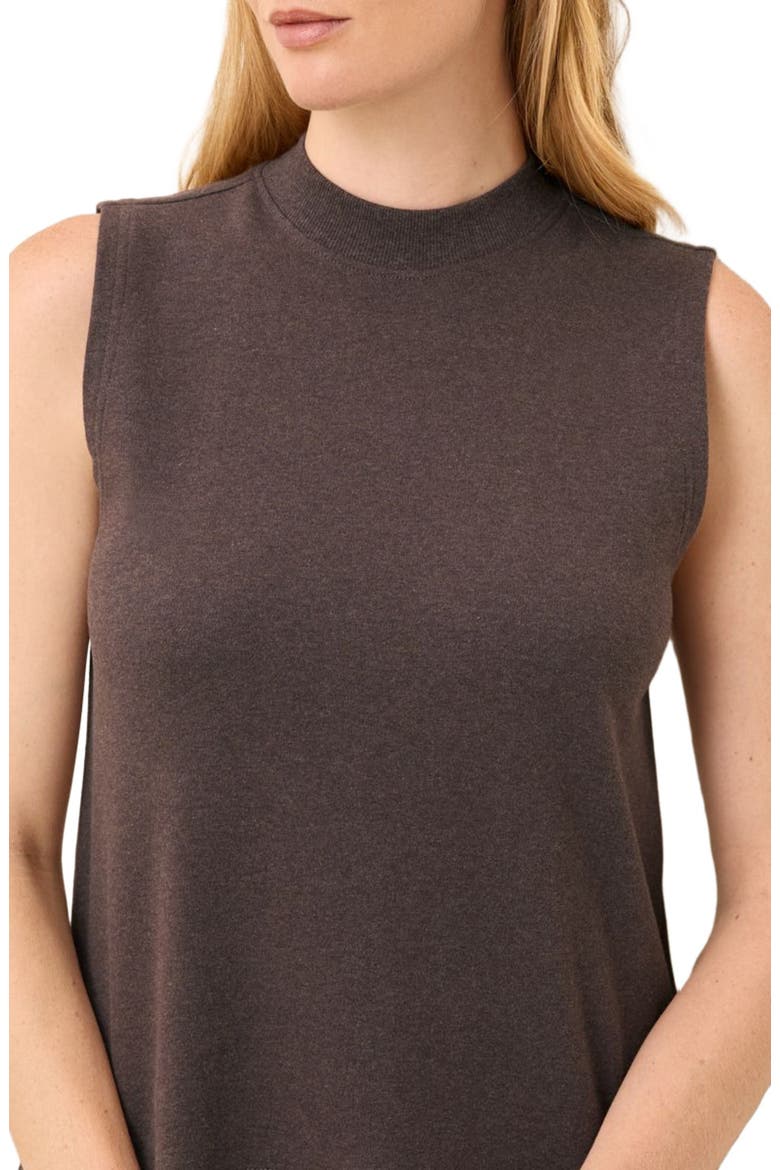 Organic Cotton Airplane Mock Neck Shell, Alternate, color, Chocolate Heather