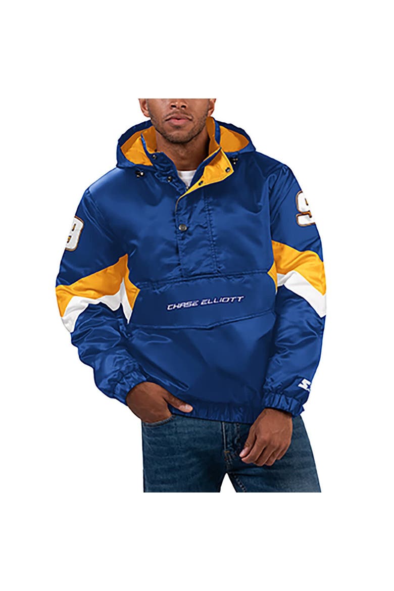 Men's Starter Royal Chase Elliott Home Team Satin Half-Zip Hoodie Jacket, Alternate, color, Royal